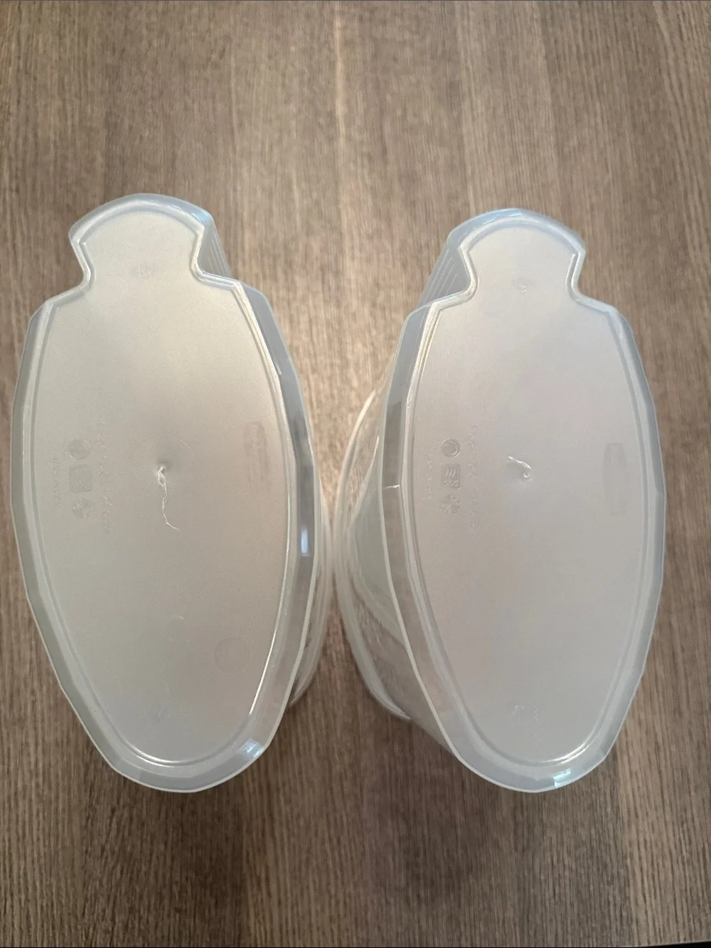 Rubbermaid Clear Dry Food Canisters with Green and Blue Flip Lids